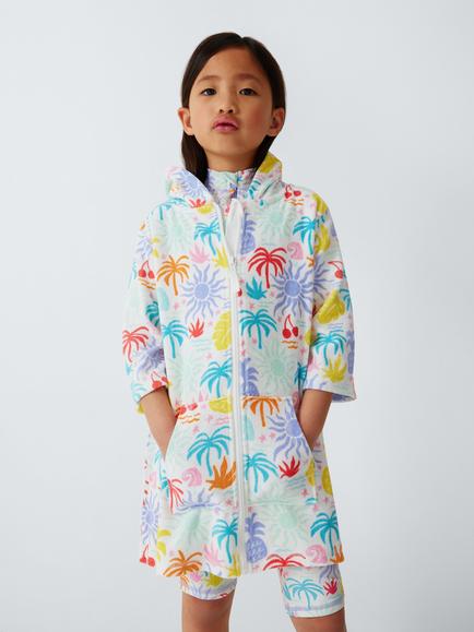 John Lewis Fruit Salad Towelling Robe, White/Multi, White Multi