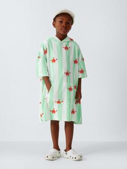 John Lewis Kids' Crab Stripe Towelling Poncho, Green - view 2, Green