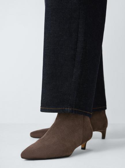 John Lewis Ophelia Suede Kitten Heel Dressy Shoe Boots, Chocolate - view 2, Chocolate
