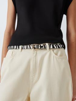 John Lewis Sarah Zebra Print Leather Belt, Black/White - view 2, Zebra