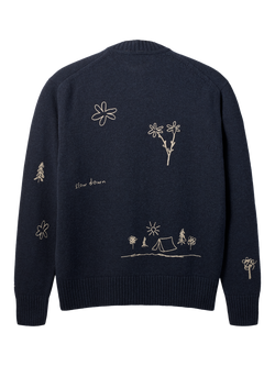 forét Wool Blend Knitted Cardigan, Navy - view 2, Navy