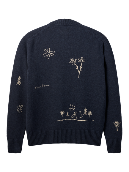 forét Wool Blend Knitted Cardigan, Navy - view 2, Navy