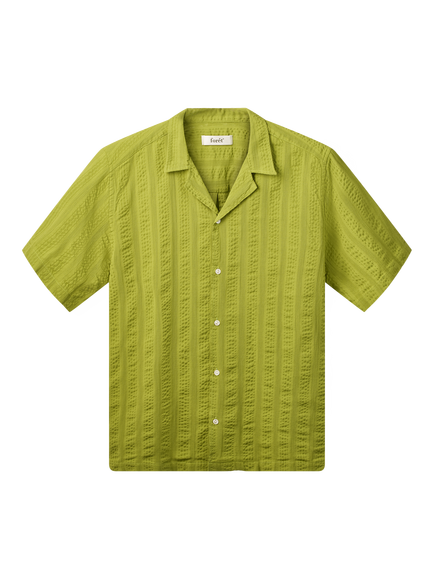 forét Peer Jacquard Stripe Short Sleeve Shirt, Moss