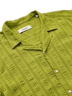 forét Peer Jacquard Stripe Short Sleeve Shirt - view 2, Moss
