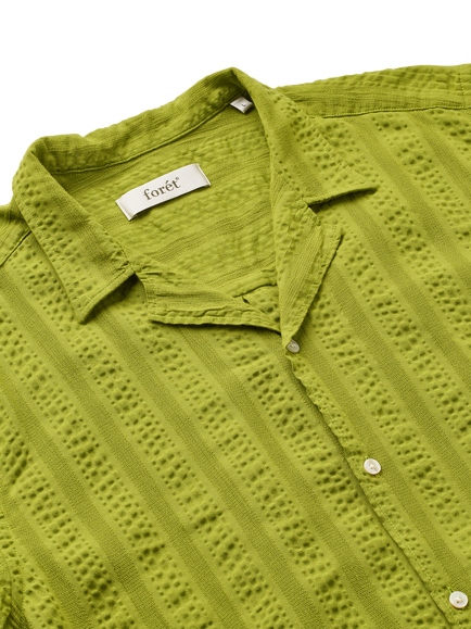 forét Peer Jacquard Stripe Short Sleeve Shirt - view 2, Moss