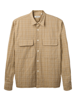 forét Lunar Cotton Relaxed Fit Check Shirt, Khaki Check, Khaki Check