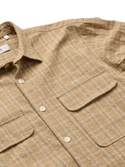 forét Lunar Cotton Relaxed Fit Check Shirt, Khaki Check - view 2, Khaki Check