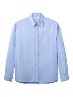 forét Maple Cotton Regular Fit Stripe Shirt, Blue Stripe, Blue Stripe
