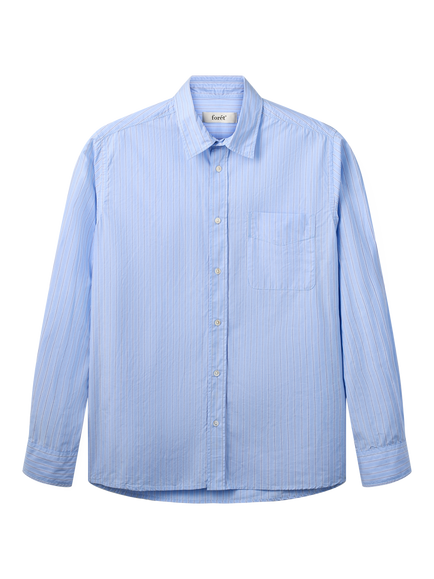 forét Maple Cotton Regular Fit Stripe Shirt, Blue Stripe, Blue Stripe
