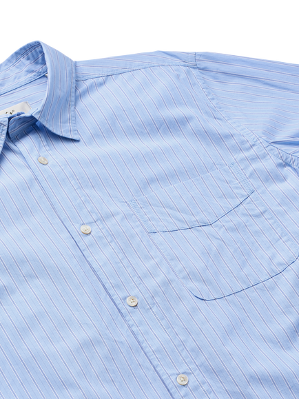 forét Maple Cotton Regular Fit Stripe Shirt, Blue Stripe - view 2, Blue Stripe