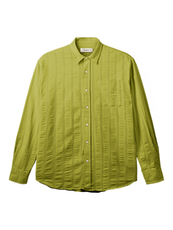 forét Scout Cotton Relaxed Fit Jacquard Stripe Shirt, Moss