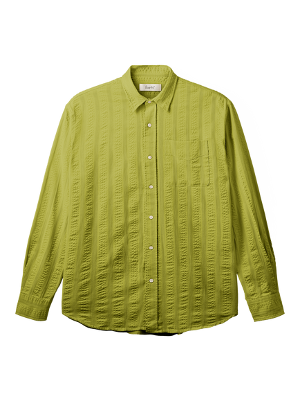 forét Scout Cotton Relaxed Fit Jacquard Stripe Shirt, Moss