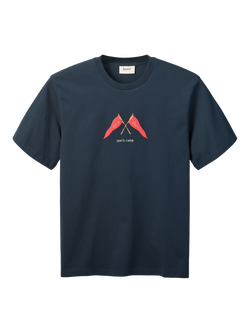 forét Pennant Cotton Regular Fit Short Sleeve Graphic T-Shirt, Navy, Navy
