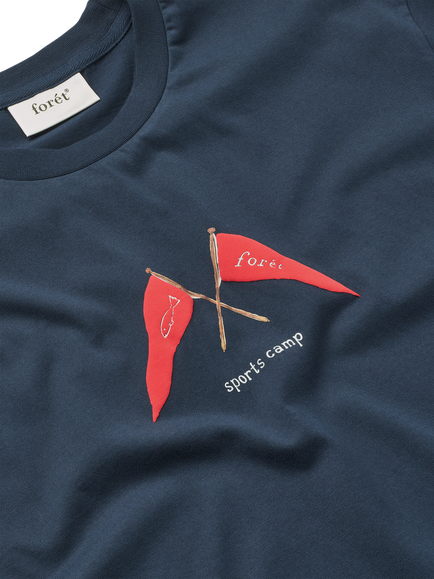 forét Pennant Cotton Regular Fit Short Sleeve Graphic T-Shirt, Navy - view 2, Navy