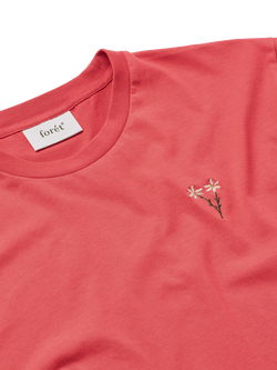 forét Cotton Regular Fit Short Sleeve Posy Graphic T-Shirt, Vintage Red - view 2, Vintage Red
