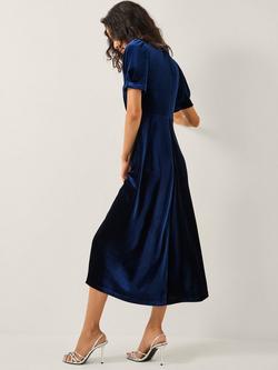 Monsoon Celeste Velvet Midi Dress - view 2, Navy
