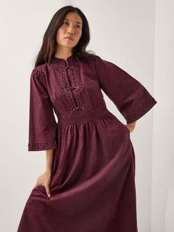Monsoon Jimena Corduroy Dress, Burgundy, Burgundy
