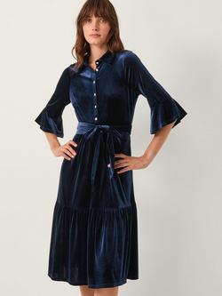 Monsoon Tanya Velvet Dress, Midnight, Midnight