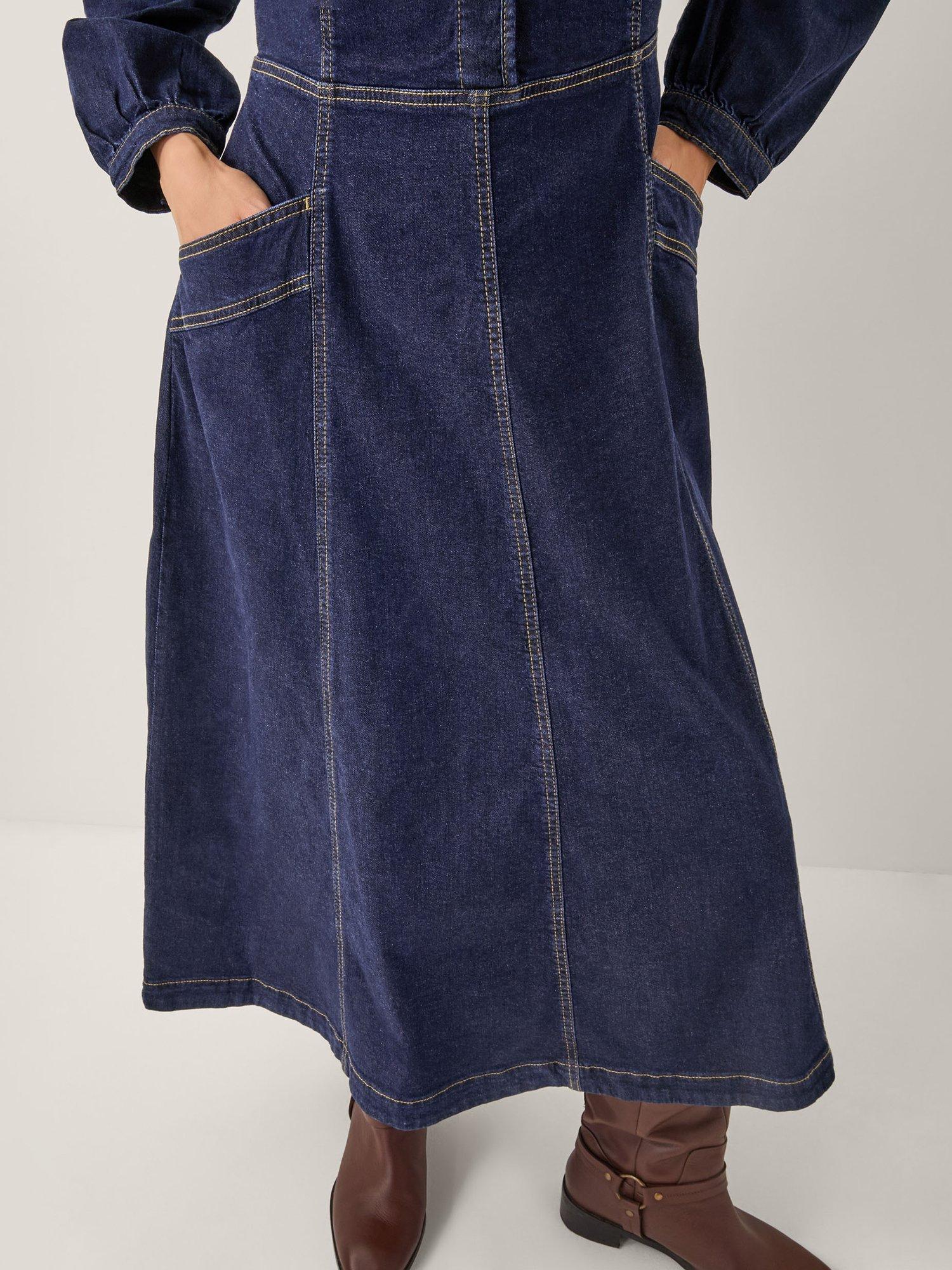 Product image 3 of 5, which shows Monsoon Vivian Denim Dress, Indigo, 8