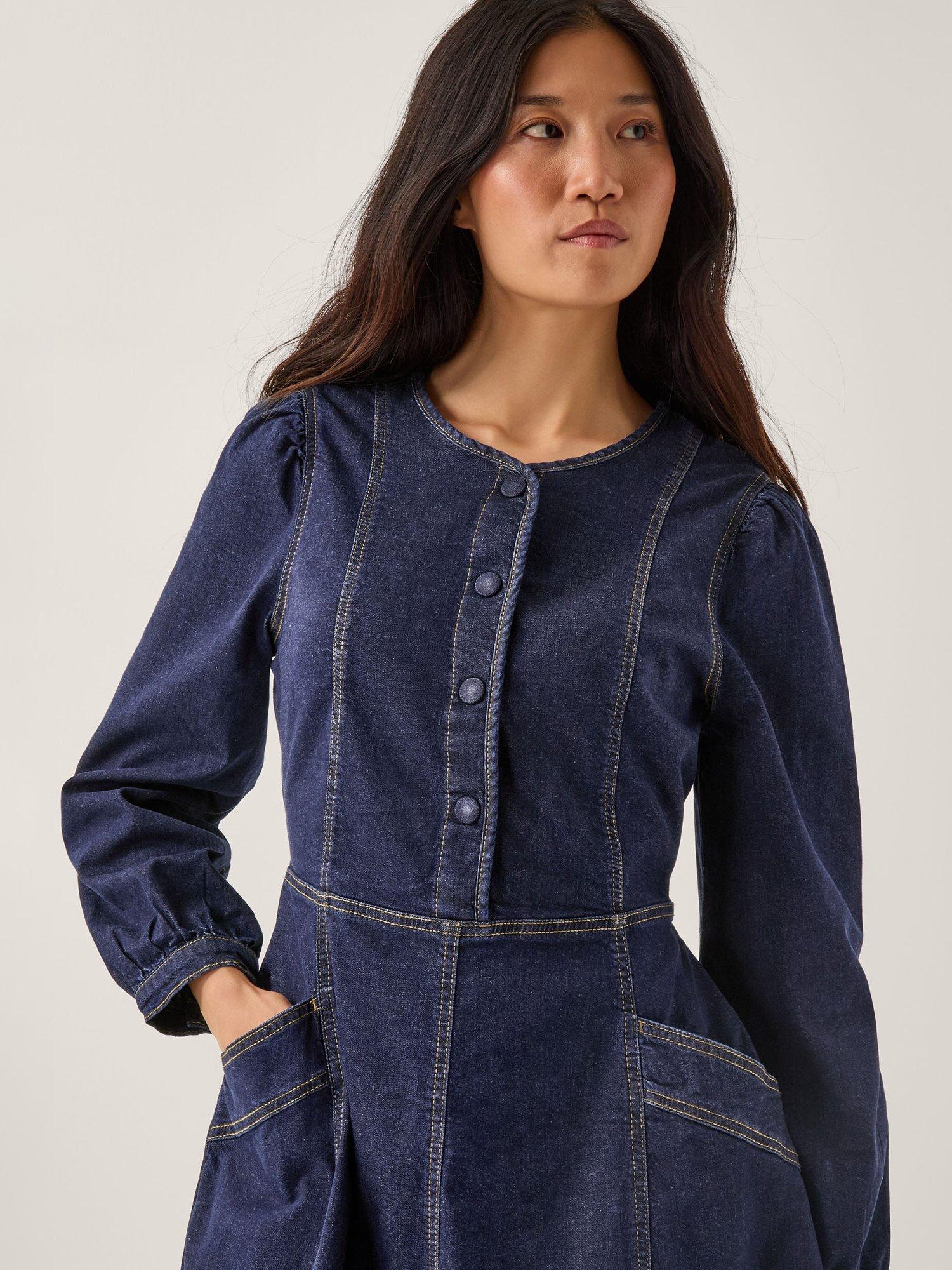 Product image 4 of 5, which shows Monsoon Vivian Denim Dress, Indigo, 8