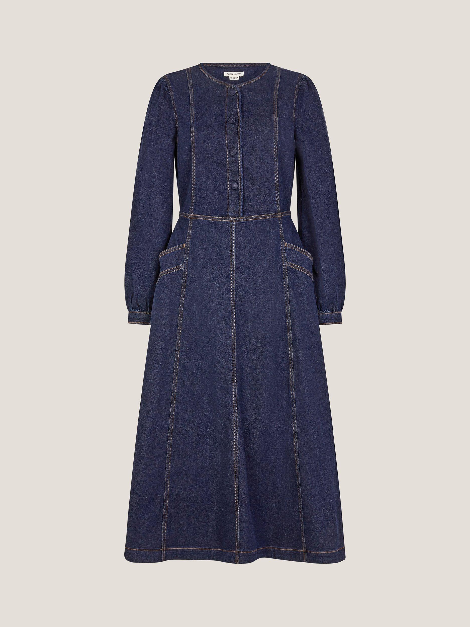 Product image 5 of 5, which shows Monsoon Vivian Denim Dress, Indigo, 8