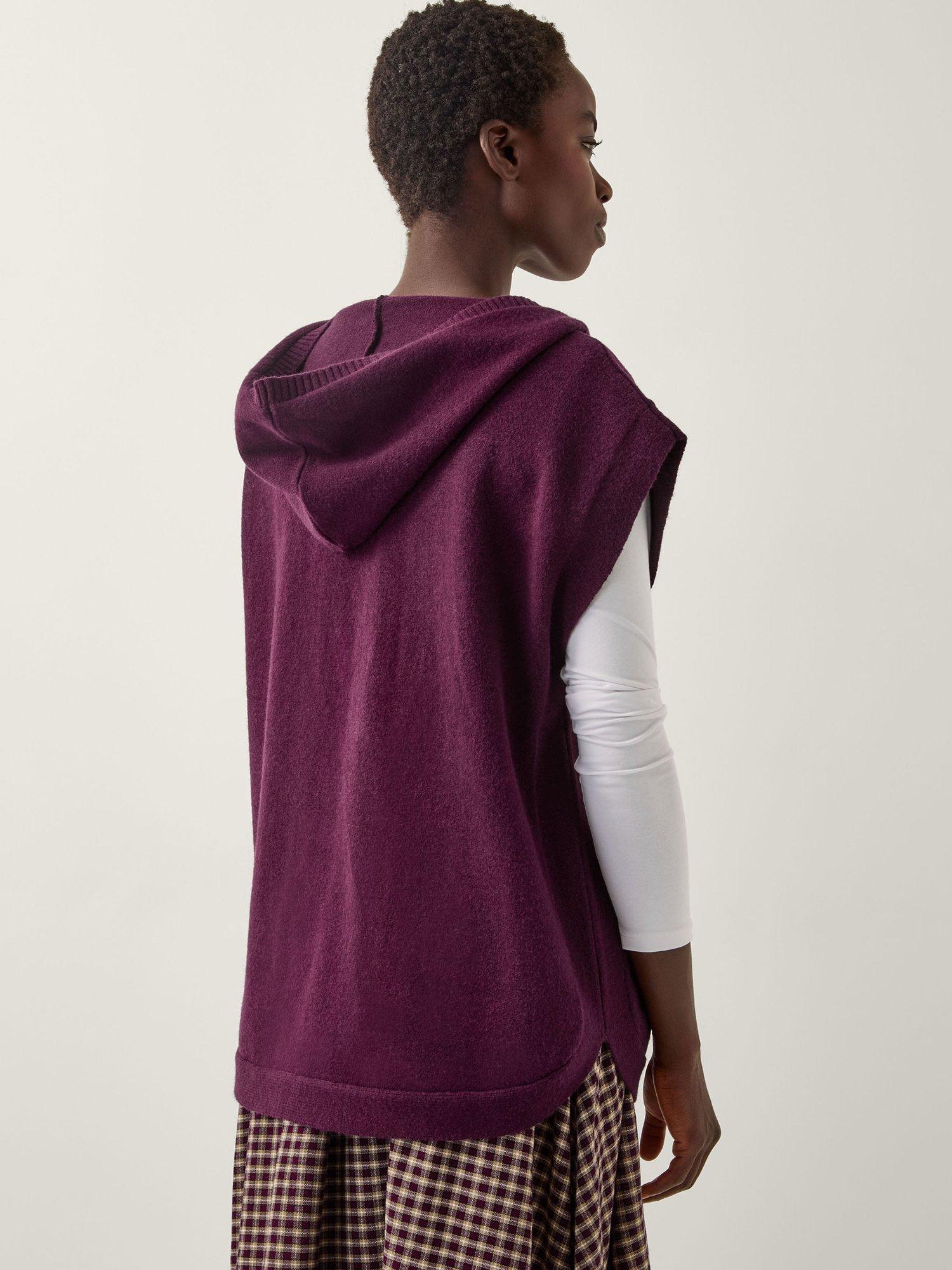 Product image 2 of 4, which shows Monsoon Holly Hooded Poncho, Berry, S-M