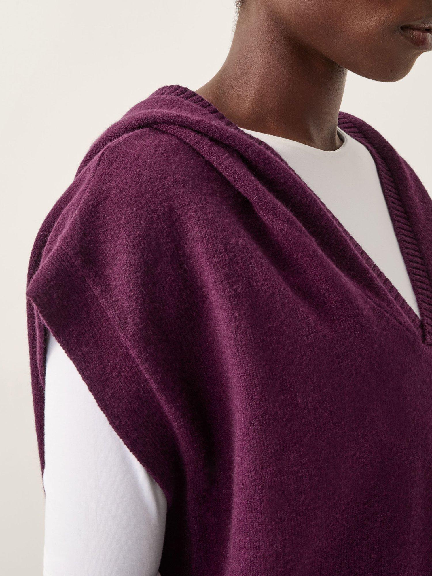 Product image 4 of 4, which shows Monsoon Holly Hooded Poncho, Berry, S-M