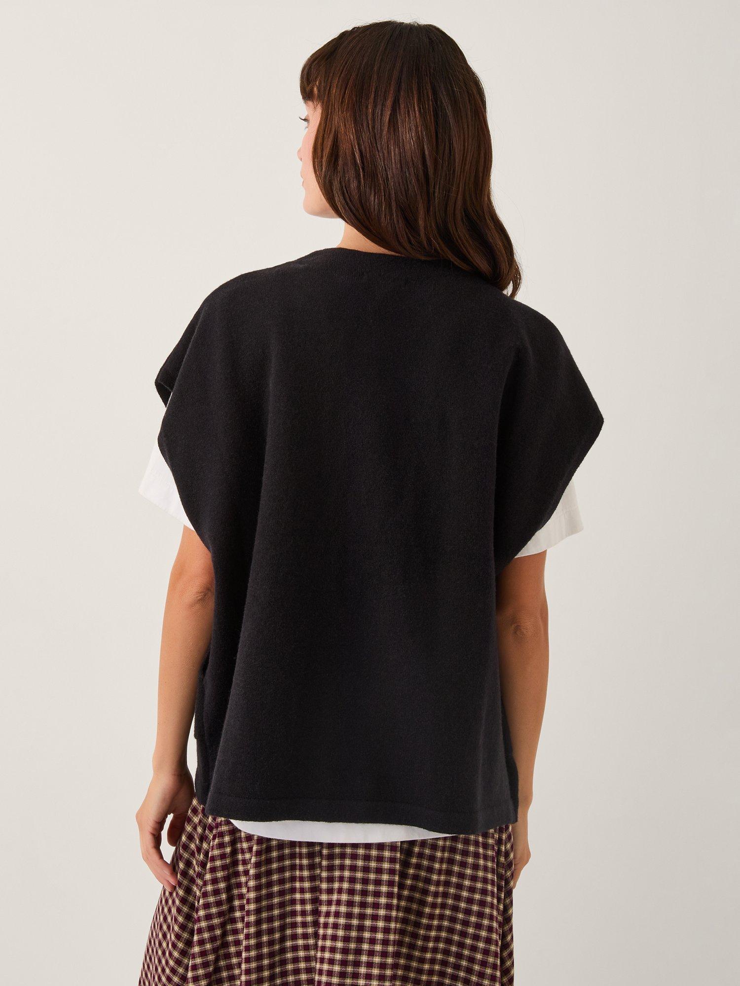 Product image 2 of 5, which shows Monsoon Poncho Knit Vest Top, Black, L-XL