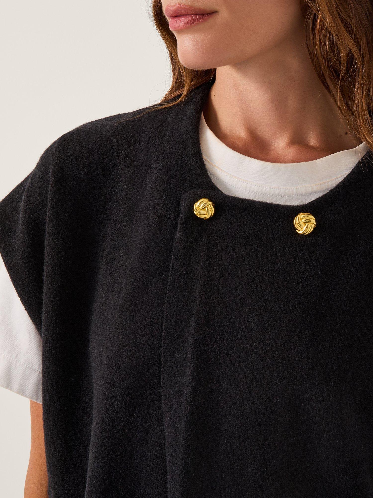 Product image 4 of 5, which shows Monsoon Poncho Knit Vest Top, Black, L-XL