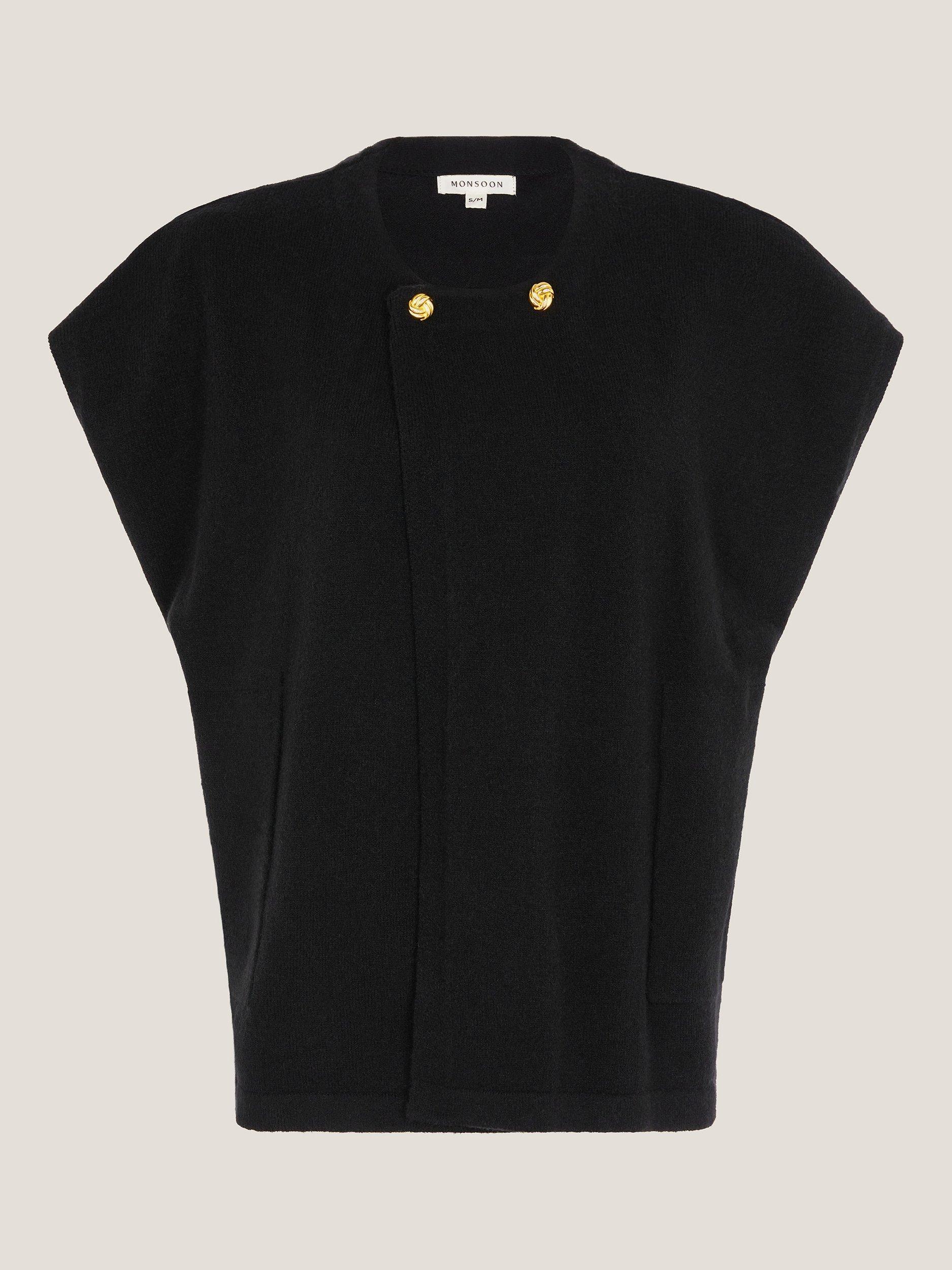 Product image 5 of 5, which shows Monsoon Poncho Knit Vest Top, Black, L-XL