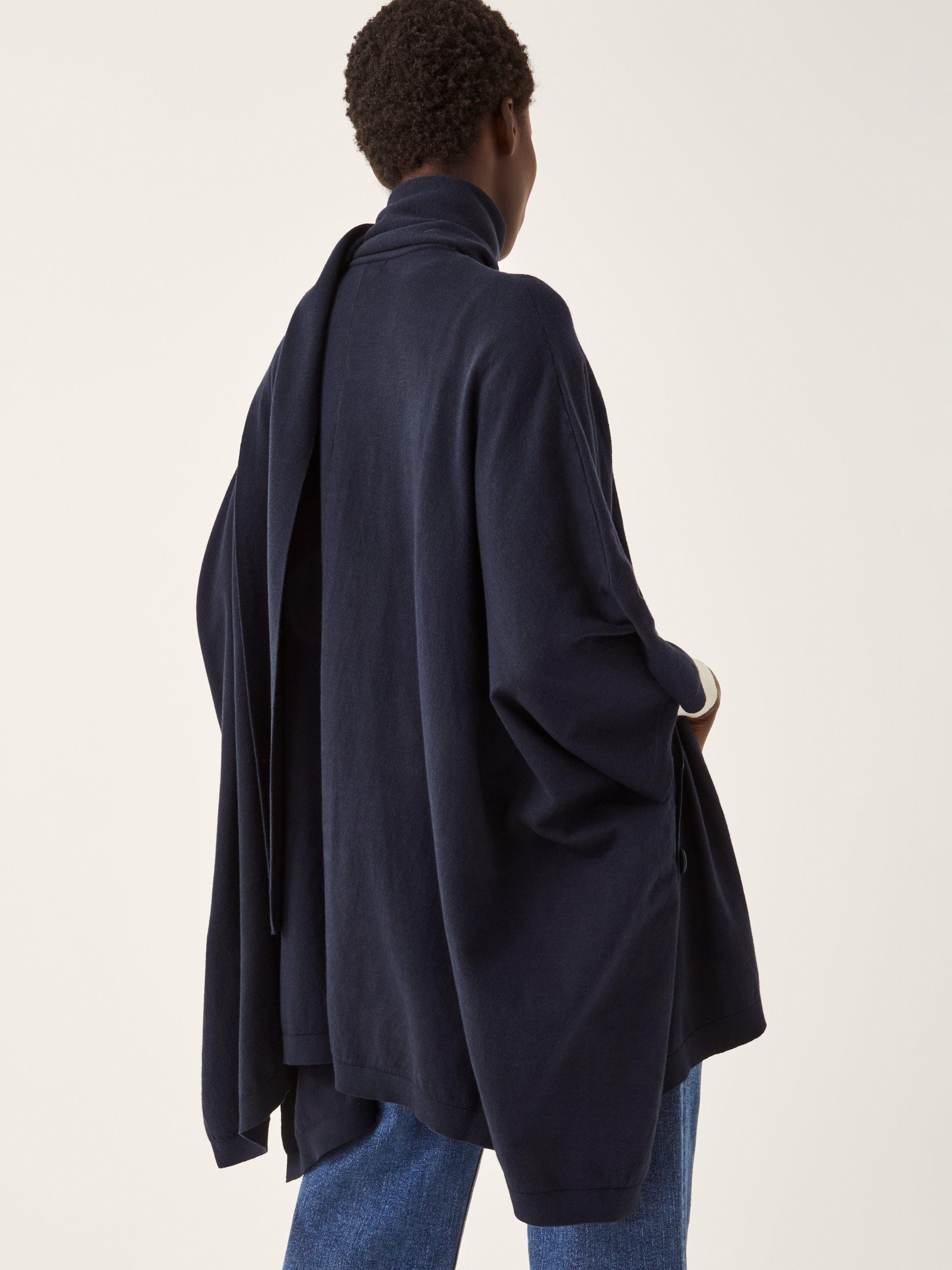 Product image 2 of 4, which shows Monsoon Sara Scarf Poncho, Navy, One Size