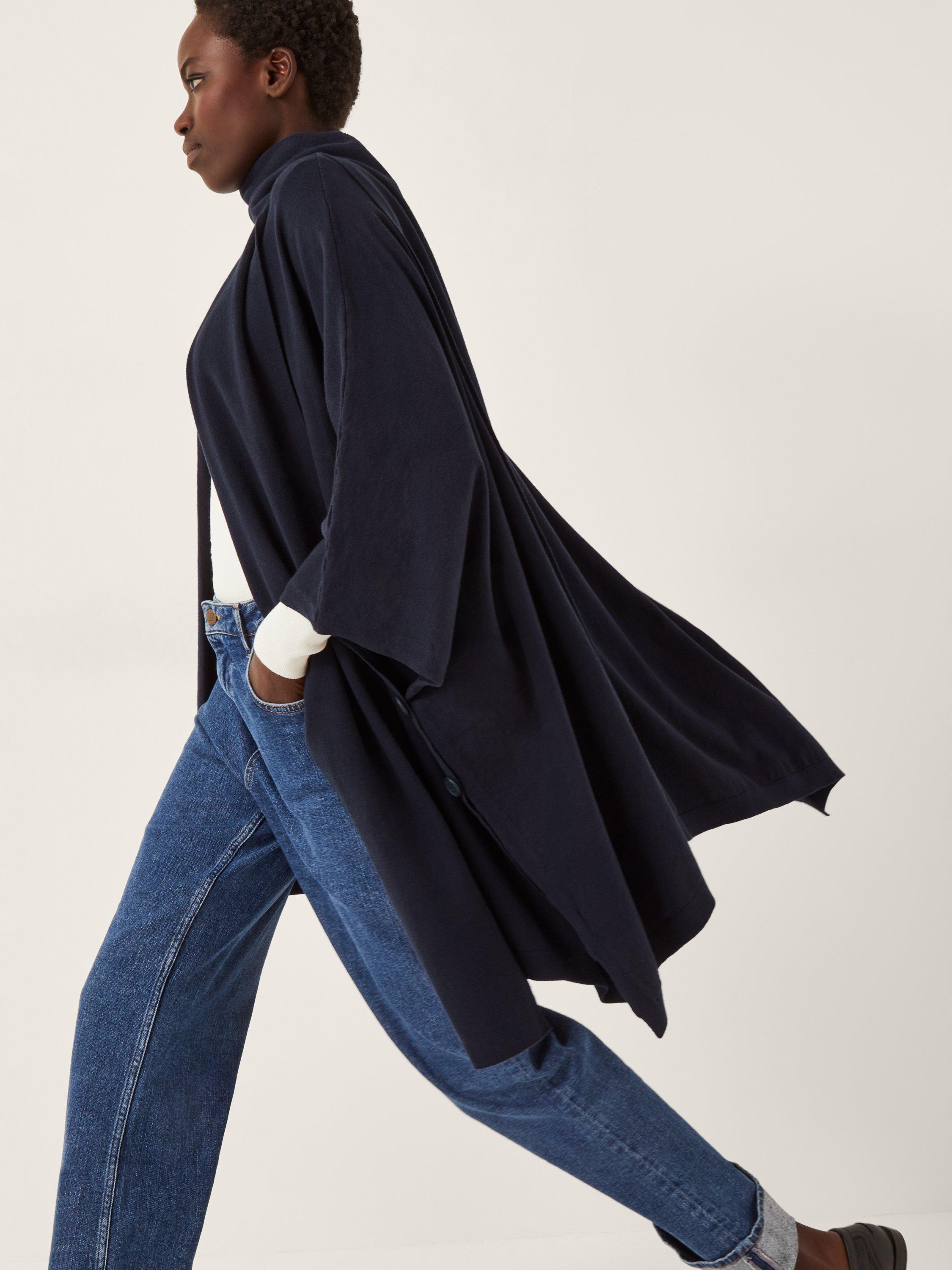 Product image 3 of 4, which shows Monsoon Sara Scarf Poncho, Navy, One Size