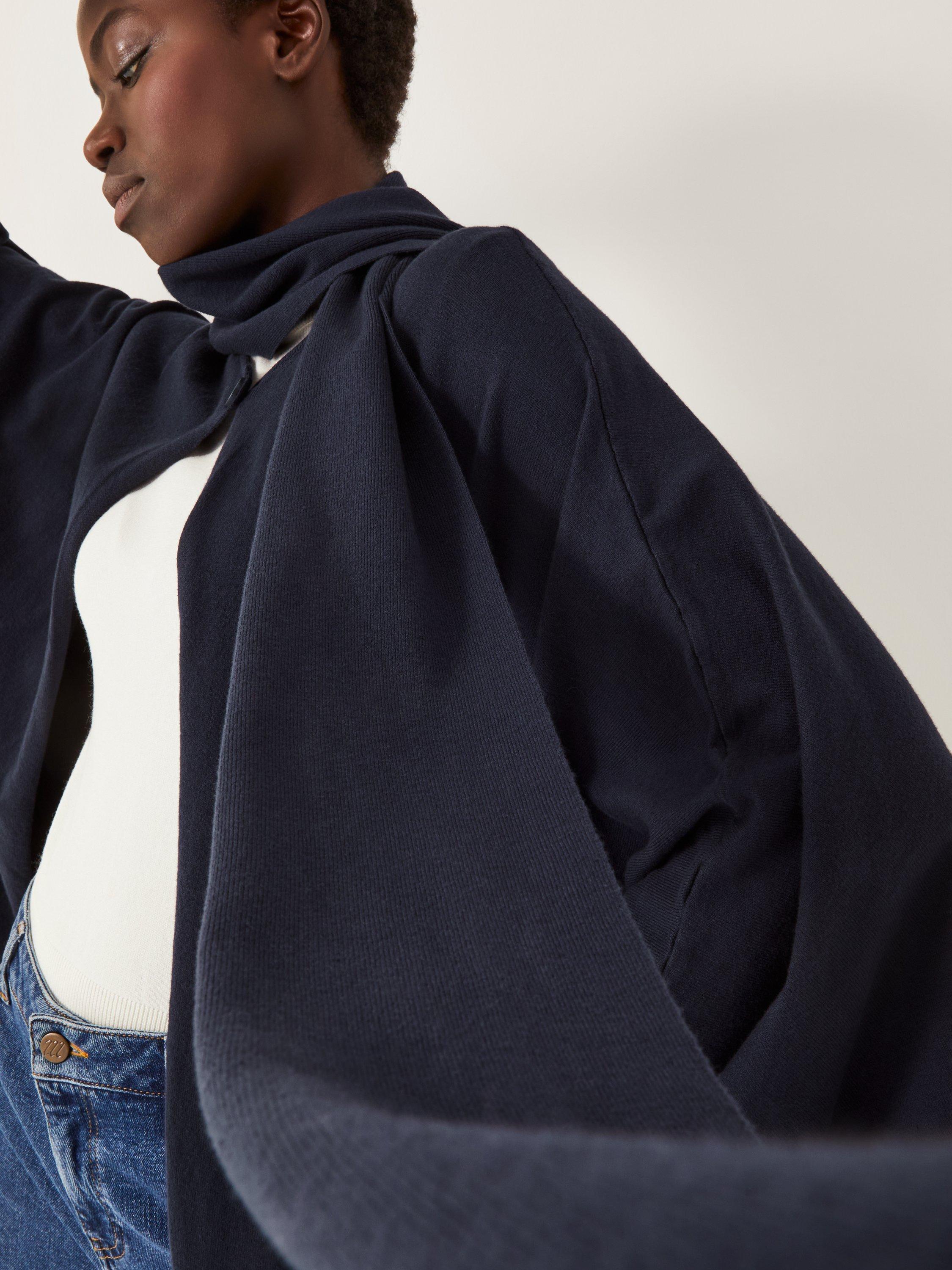 Product image 4 of 4, which shows Monsoon Sara Scarf Poncho, Navy, One Size