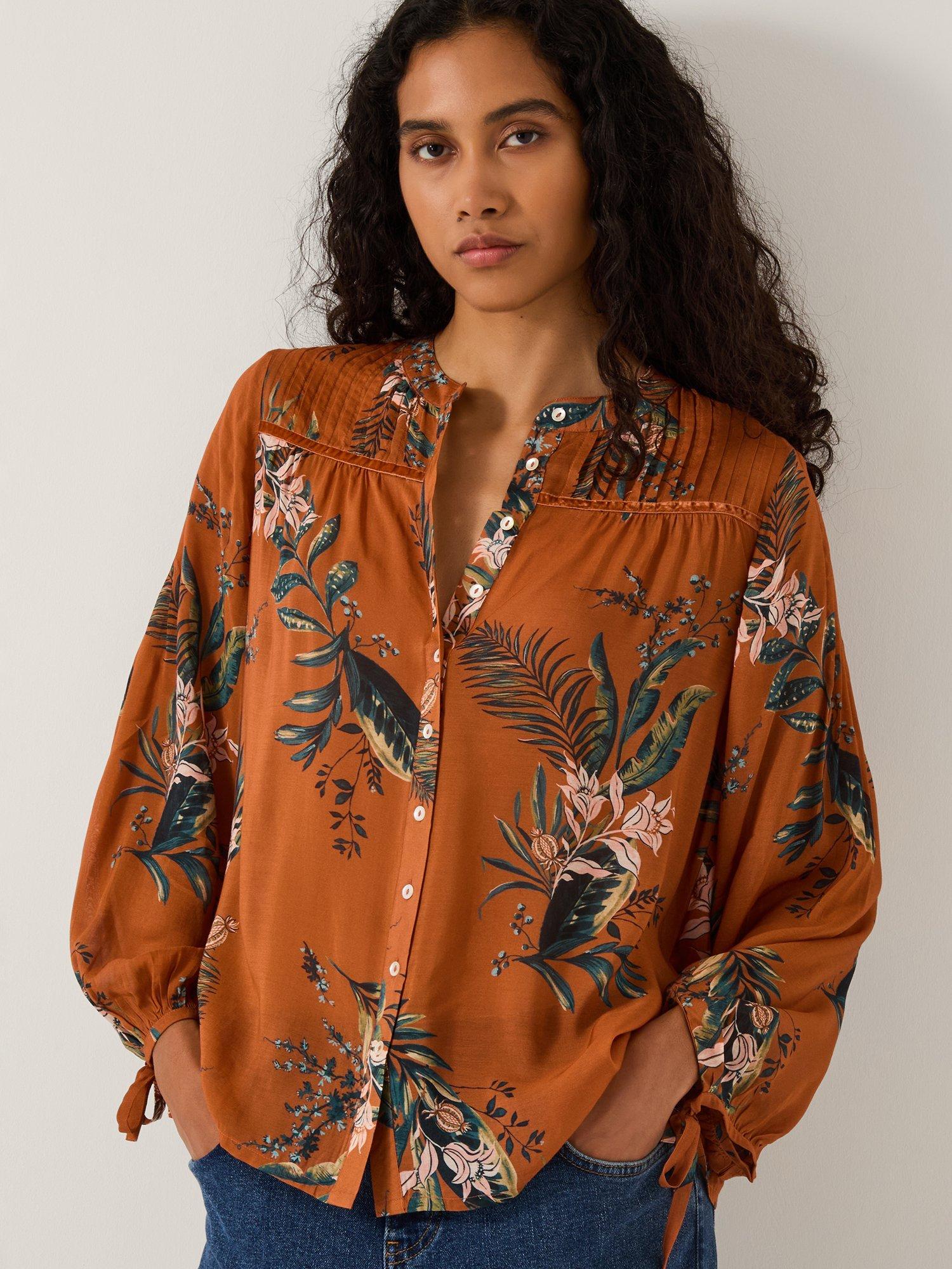 Product image 1 of 5, which shows Monsoon Georgie Botanical Top, Copper, S