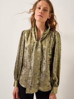 Monsoon Milena Tie Neck Blouse, Gold, Gold