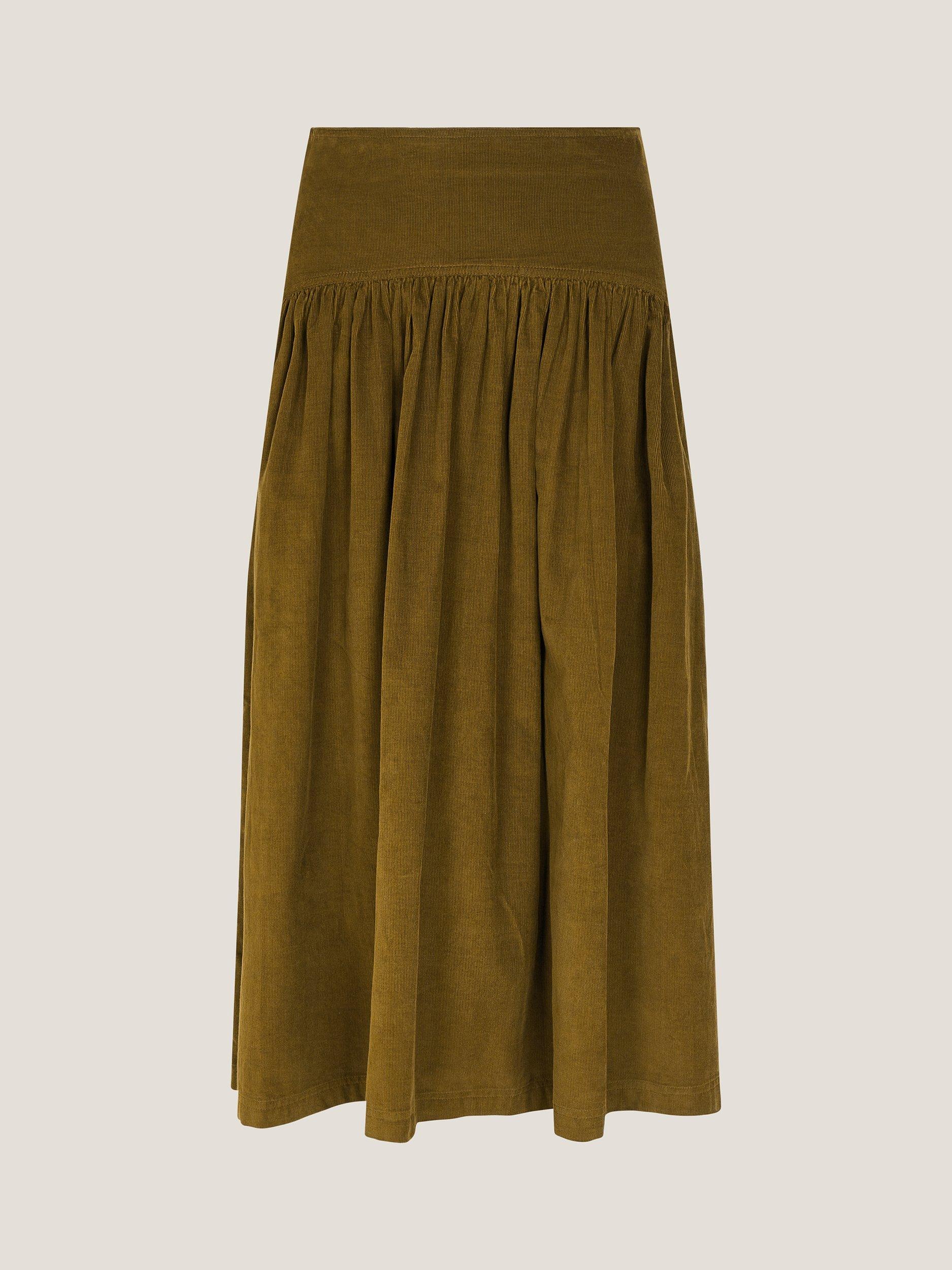 Product image 5 of 5, which shows Monsoon Jenny Corduroy Midi Skirt, Chartreuse, 14