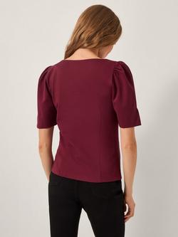 Monsoon Brooke Diamante Bow Top, Burgundy - view 2, Burgundy