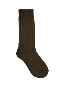 TUTTI Ribbed Bamboo Rich Socks, Khaki