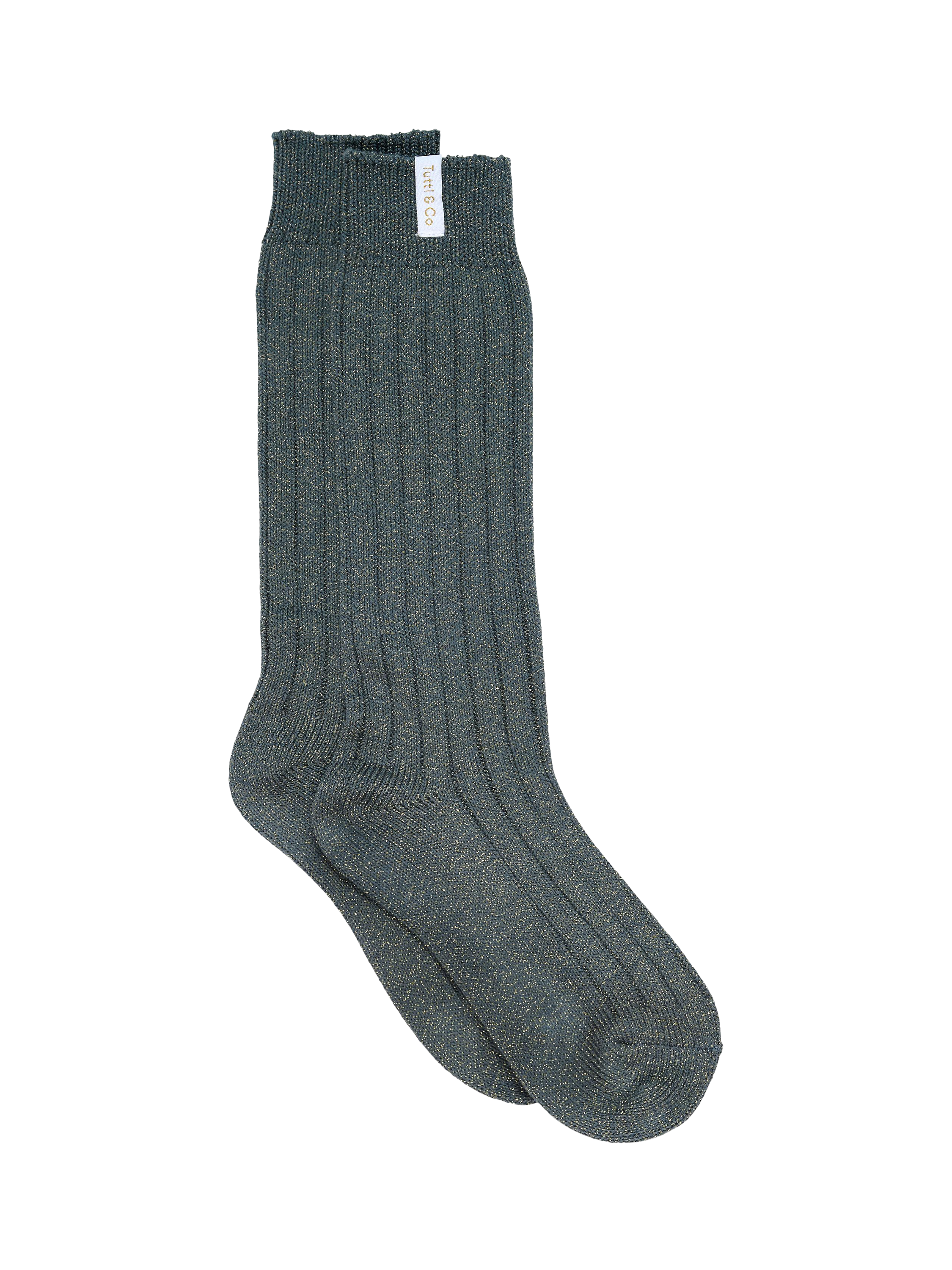 Product image 1 of 1, which shows TUTTI Ribbed Bamboo Rich Socks, Pine Green, One Size
