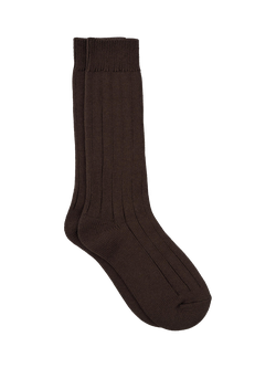 TUTTI Coast Ribbed Bamboo Rich Socks, Brown, Brown