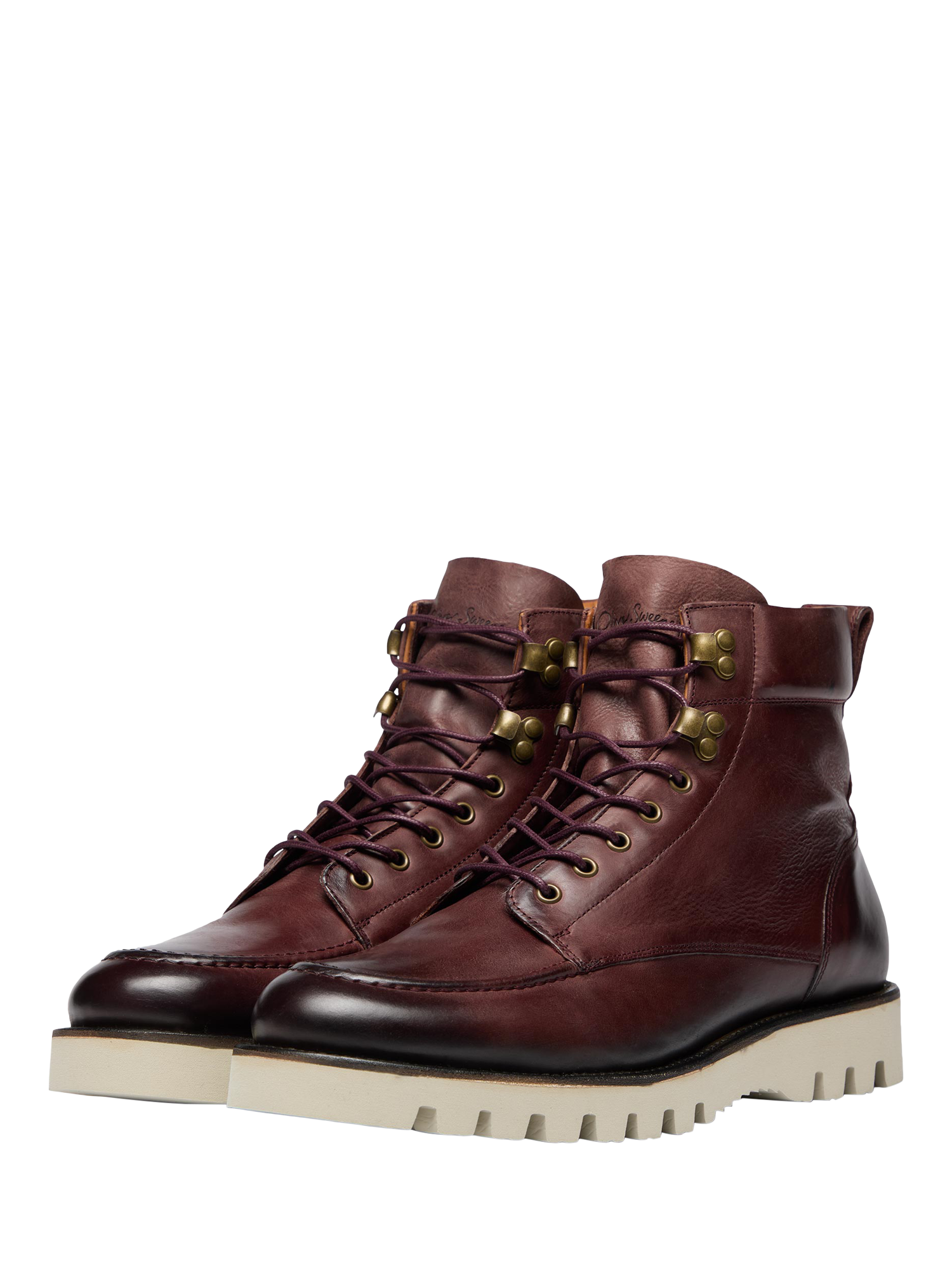 Product image 2 of 5, which shows Oliver Sweeney Bolhas Leather Work Boots, Burgundy, 7