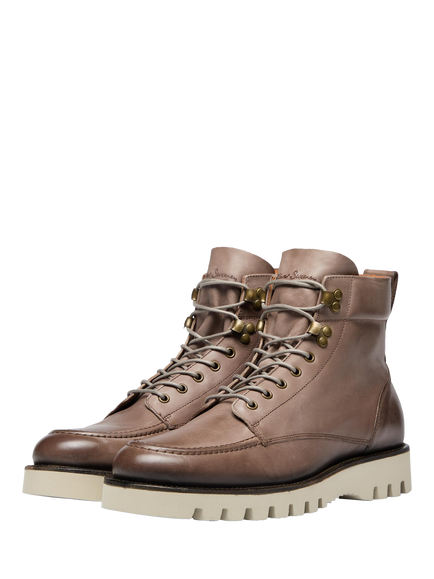 Oliver Sweeney Bolhas Leather Work Boots - view 2, Dark Grey