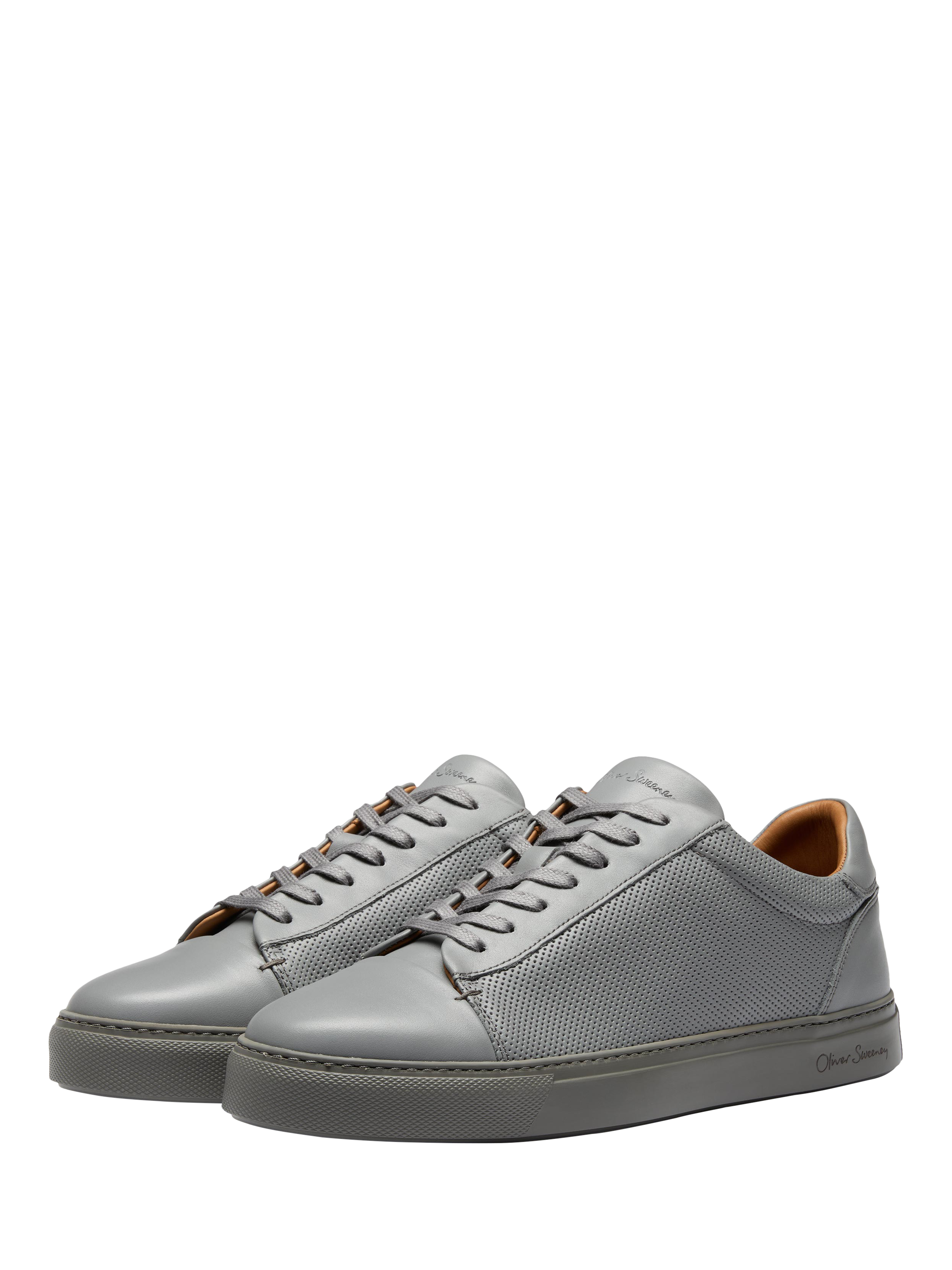 Product image 2 of 5, which shows Oliver Sweeney Almada Leather Perforated Trainers, Grey, 7