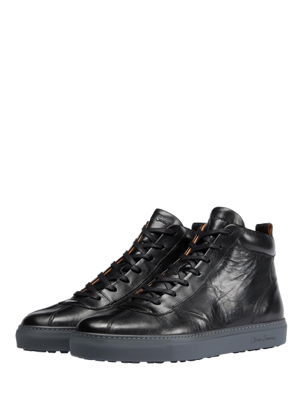 Oliver Sweeney Defeza Leather Lace-Up Trainers - view 2, Black