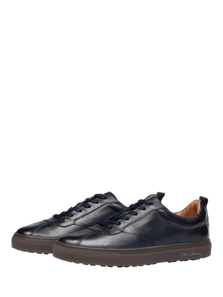 Oliver Sweeney Ermida Leather Lace-Up Trainers - view 2, Navy
