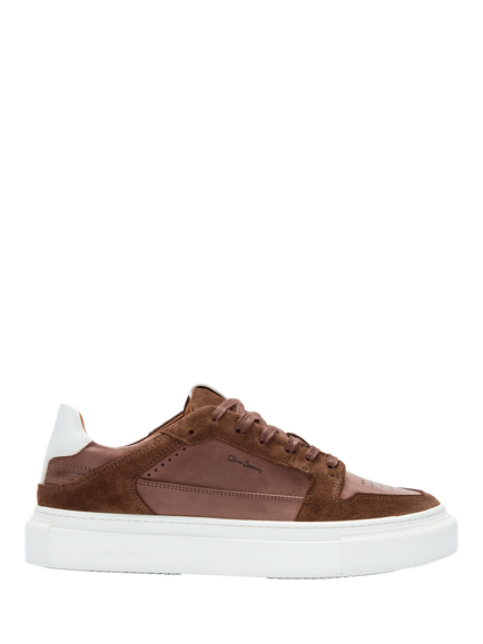 Oliver Sweeney Serta Leather & Suede Lace-Up Trainers, Brown