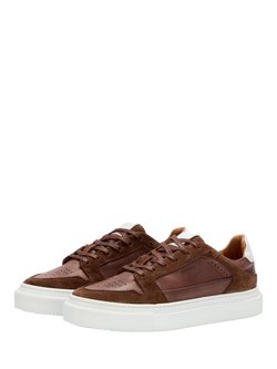 Oliver Sweeney Serta Leather & Suede Lace-Up Trainers - view 2, Brown