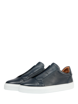 Oliver Sweeney Valezim Leather Slip-On Trainers, Navy - view 2, Navy