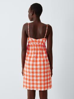 John Lewis Gingham Sleeveless Chemise, Orange - view 2, Orange