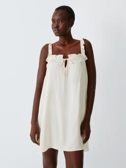 John Lewis Frill Strap Satin Chemise, Ivory, Ivory
